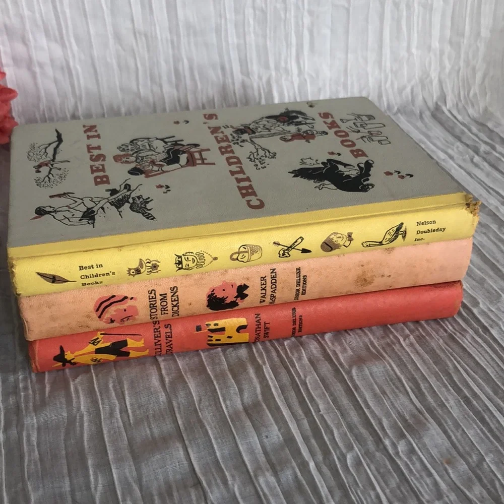 Vintage lot 3 CHARLES DICKENS hardcover childrens books-Gulliver's Travels